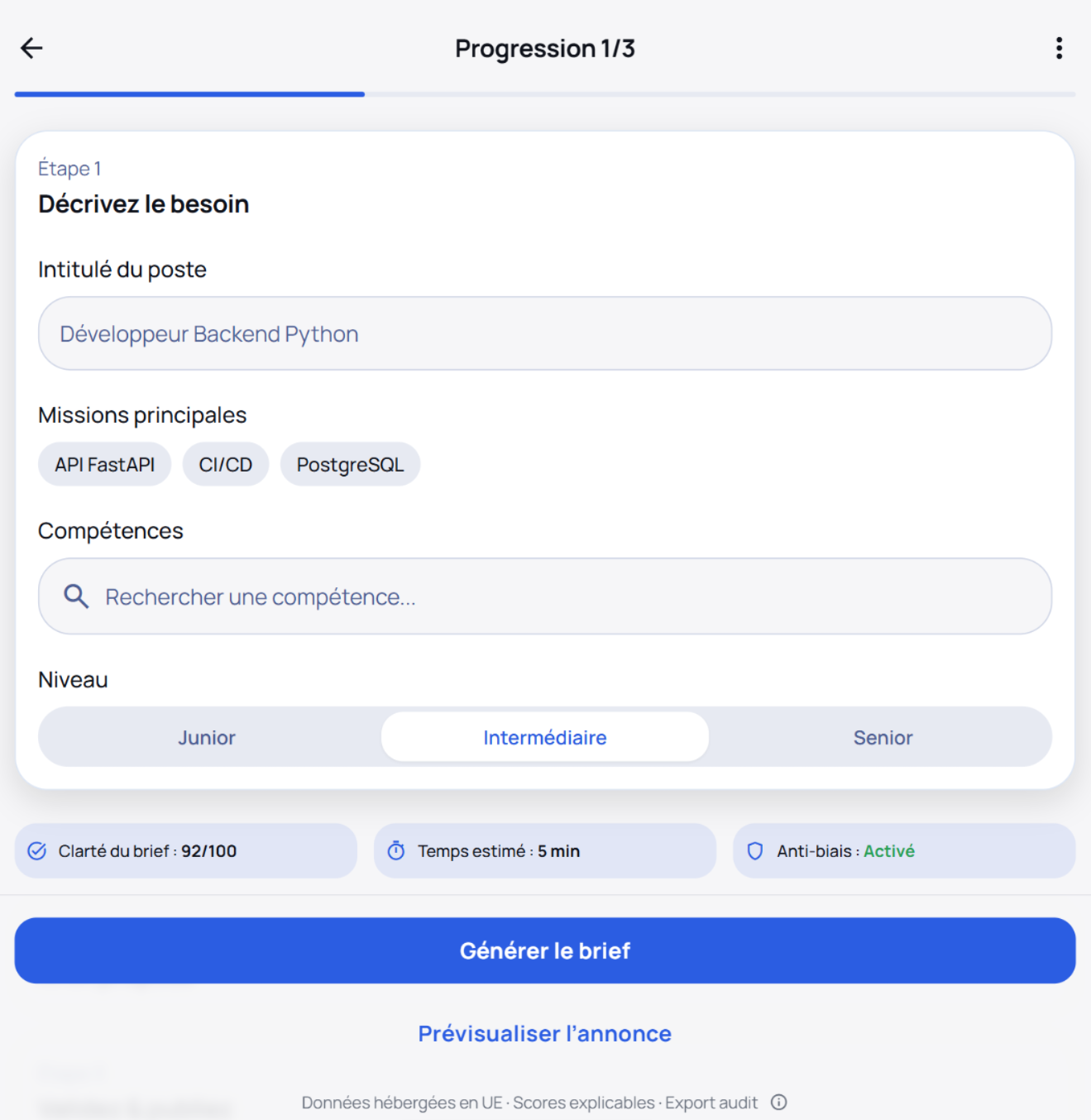 Processus de création de brief en 3 étapes